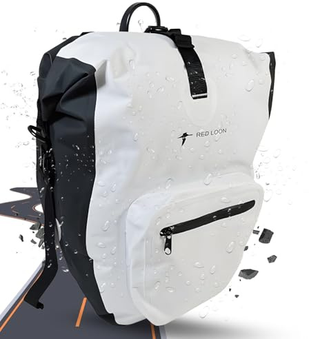 Red Loon Fahrradtasche eBike Weiß – Gepäckträger mit Reflektoren – für Einkaufen, Radtouren & die Arbeit