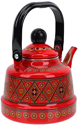 TOPBATHY Théière émaillée vintage émaillée avec poignée résistante à la chaleur pour cuisine, café, camping, cuisinière à gaz, 1, 1 l