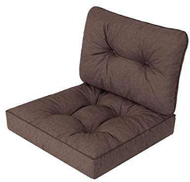 Bjird Cuscino per Panchina - Cuscini Morbidi per Seduta e Schienale per Sedie a Sdraio, Panchine da Giardino, Dondoli - Cuscini Impermeabili per Sedie con Cinghie di Fissaggio - 70x70 cm - marrone