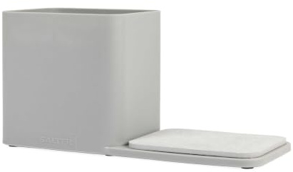 Salter Cool Hues Sink Caddy, Stone Base Dual Compartment | Light Grey Finish, Diatomite Insert Absorbs Water, Drainage Holes, Non Slip Feet, Dismantles For Easy Cleaning