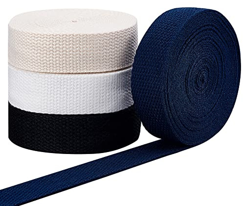 PH PandaHall Cinta de sarga de poliéster de algodón pesado de 20 yardas, 1 pulgada de ancho, 4 colores, rollo de cinta de espiga para costura, manualidades, fabricación de bolsas