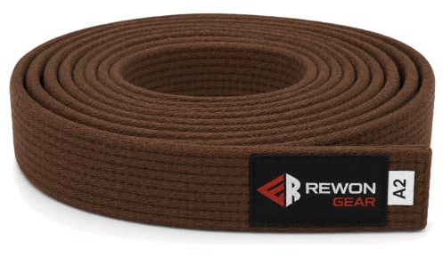 Rewon Gear Jiu Jitsu BJJ premiumbälte – professionellt bälte med ärmstång för ranglistränder, hållbart (brun, A3)