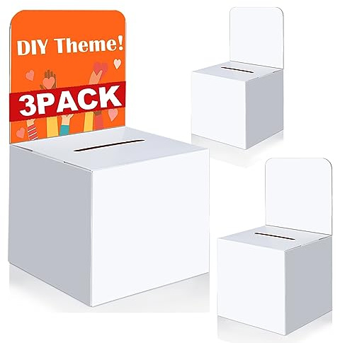 VOISEN Raffle Box,3 Pack Raffle Boxes with Slot