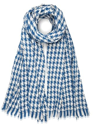Cálida bufanda de cachemira otoño invierno pata de gallo bufanda XL estola bufanda cálida pashmina bufandas 200 x 70 cm., azul, 200x70 cm