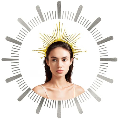 Bandeau Crown à pointes avec fermeture éclair - Couronne de déesse Sunburst - Accessoire pour cheveux pour femmes et filles 1 pièce