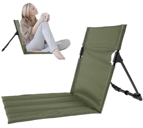 QINGLANG Chaise de plage pliante légère avec sac de rangement, siège portable, chaise de plage basse pliable pour la pêche, les barbecues, la randonnée, les voyages (vert kaki)