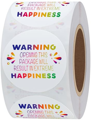 HYBSK Colorful Warning Happiness Package Stickers 1.5 Inch Opening This Package Will Cause Extreme Happiness Stickers 500 pcs Small Business Thank You Labels for Wrap