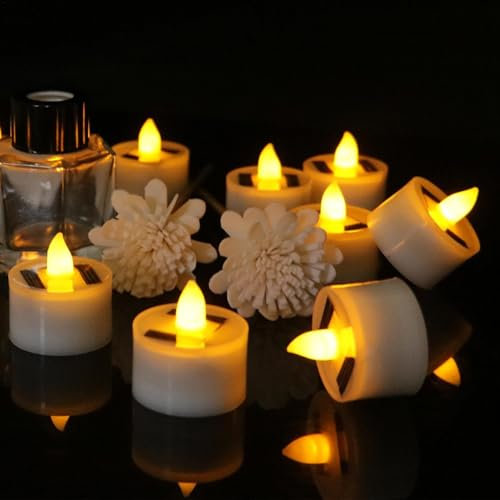 Lot de 6 Bougies Chauffe-plat à Énergie Solaire Sans Flamme, Bougie Solaire Exterieur, Bougie Chauffe Plat Led, Bougies Chauffe-plat Solaires Sans Flamme, Solar Candle Light