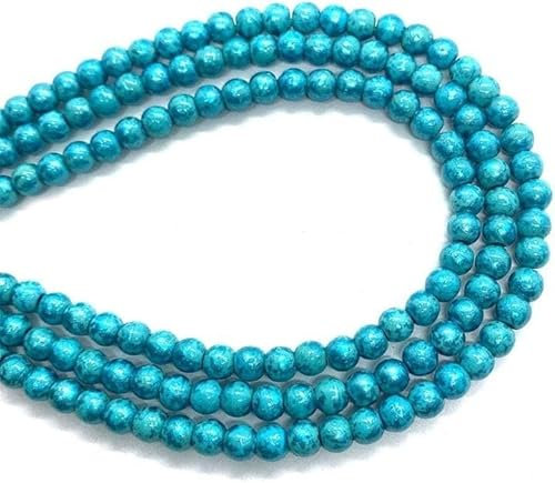 Amlhy Cuentas esféricas coloridas de piedras florecientes, cadena de cuentas redondas con agujeros para hacer pulseras, collares, joyas, llaveros, 380 mm de largo, E