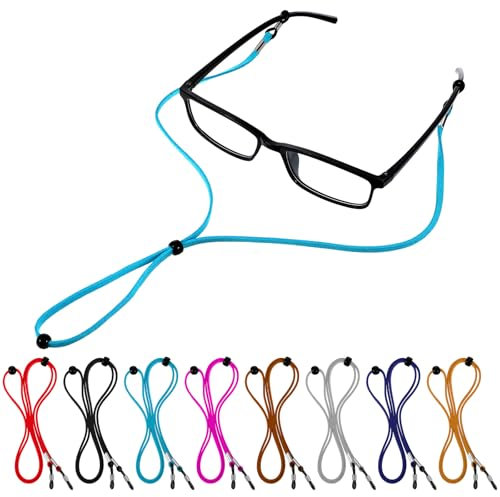 WY LIGHTING LEVEL 8 Stück Brillenband aus Leder Brillenkette Sonnenbrillenkette, mehrfarbig Brillenhalter Verstellbares Brillenband für Männer und Frauen Sport Laufen Radfahren Arbeiten Studieren