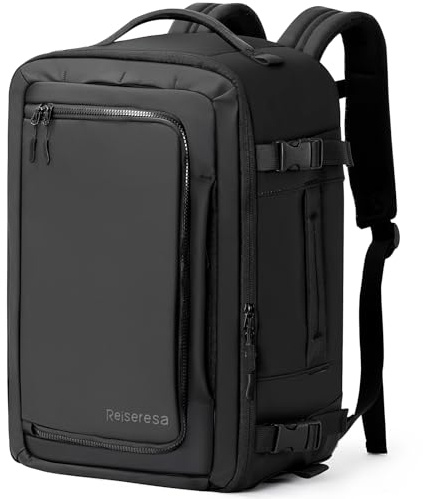 Reseryggsäck handbagage flygplan 20 l 28 l 40 l vattentät ryggsäck handbagage laptop ryggsäck resa ryggsäck, för resor, affärer, arbete, semester, Svart – L, 33 x 23 x 52 cm (40L), Resa