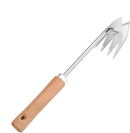 Herramienta de desbrozadora manual, excavadora de césped de 4 dientes y herramienta de tracción, equipo al aire libre, dispositivos de jardinería, recogedor de mango ergonómico para jardín, césped