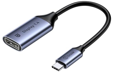 biaze USB C to DisplayPort 1.4 Adapter 8K@60Hz, Thunderbolt 4/3 to DisplayPort Converter Compatible with iPhone 16/15, Galaxy S25, MacBook Pro/Air, iPad XPS