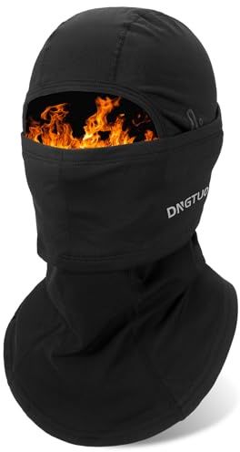 TAGVO Balaclava Hoodie Hat Unisex, Thermal Elastic Brethable Lightweight Moto Cycling Ski Full Face Balaclava Mask, 3 in One Windproof Neck Warmer Hats and Caps Under Helmet for Men and Women Black