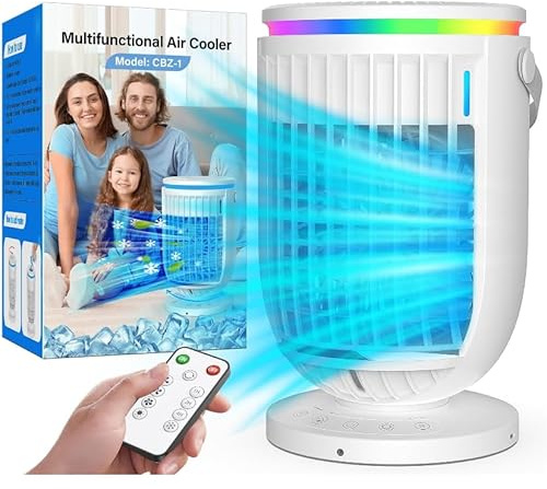 AI Portable Air Conditioners Fan with 120° Rotating Function,JYew Evaporative Mini Room Air Conditioners,Portable AC Unit Air Cooler with 4 in 1 Humidifier Fan Conditioner, AC Portable for Room Office