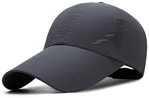 YEKEYI Gorra de béisbol de secado rápido para exteriores con visera larga, UPF 50+ para hombres y mujeres, Gris Oscuro, talla única