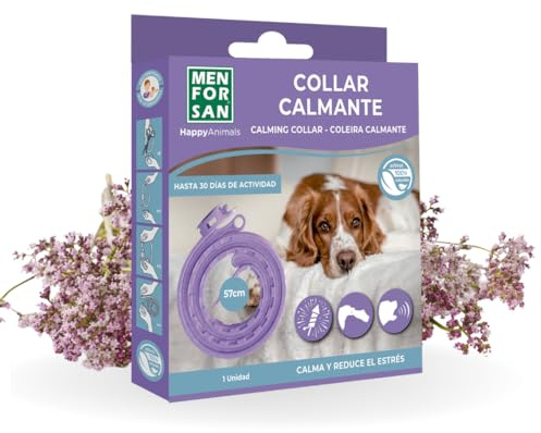 MENFORSAN Collar calmante para Perros, Reduce el estrés, Largura 57cm Ajustable, Lila