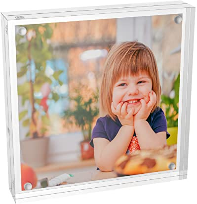 Sezanrpt Clear Booth Photo Frame 5x5, Perspex Square Picture Frame, Acrylic Photo Frame for 5x5, 4x4, 3x3 Picture Display