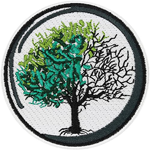 Toppa ricamata ferro o cucitura Albero della vita Patch per cucito/stiratura | Patch Feng Shui annodare/stirare | Flicken yoga con ricamo Applique Albero della Vita per tessuti | Dimensioni: 75x75mm