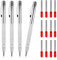 KINBOM 2 Stück Wolframcarbid Stift, Anreißnadel Hartmetall mit Magnet Anreißwerkzeug mit Zusätzlichen 12 Ersatz-Red-Hat-Markierspitzen für Glas/Metallblech