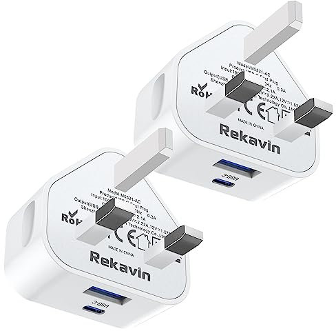 USB C Plug Fast Charge Plug,2 Pack 20W For Apple Watch and iPhone 16/15 Dual Port Type Wall Charger UK Charging for iPhone 17/17 Air/17 Pro Max/16/15/14 Pro Max/13/13 Max/12/11(Cable Not Included)