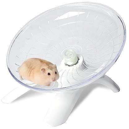 Flying Saucer Hamster Wheel Super-Silent Hamster Wheel Plastic Stable Pets Exercise Wheel Non Slip Run Silent Wheel for Small Pets (White)