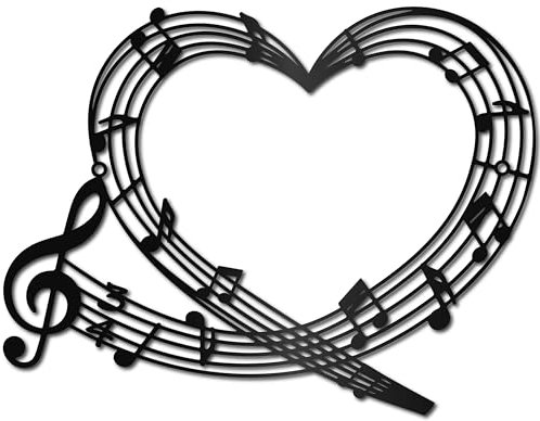CREATCABIN Musica Metallo Arte da Parete Cuore Musica in Metallo Decorazione da Parete Tema Musicale Nota Ornamento da Appendere Decorazione da Parete in Ferro Scultura Amore Boho Decorazione 30x23cm