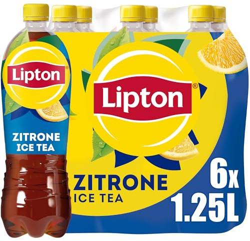 Lipton Ice Tea Lemon, Eistee mit Geschmack Zitrone EINWEG (6 x 1.25 l) (Verpackungsdesign kann abweichen)