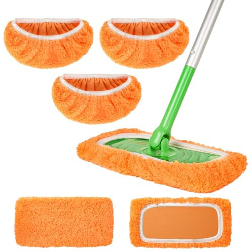 ZHAYAO Lot de 3 serpillères réutilisables en microfibre compatibles avec le balai Swiffer, housse de balai plate humide et sèche, tampons Swiffer lavables pour nettoyage de surface/plancher en bois