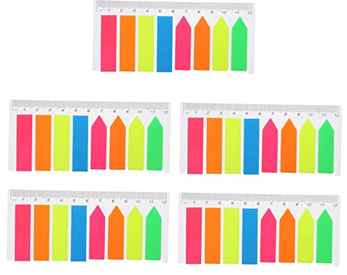 SEWACC 5sätze Fluorescent Sticky Memo Notes Bunte Index-sticker Wiederverwendbare Haftnotizen Für Dokumente Und Bücher Material Für Einfaches Markieren Und Organisieren