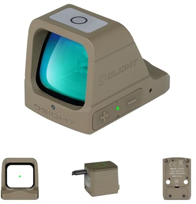 OLIGHT Osight 3 MOA Mirino Reflex a punto Durevole ricaricabile, Cannocchiale Tattico Senza Paraxle, per la Difesa Personale e l'allenamento (Verde Dot, Terra nera)