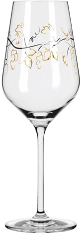 RITZENHOFF 3011012 - Bicchiere da vino bianco, 300 ml, serie a forma di cuore n. 12, con motivo a lettere in oro rosa, made in Germany