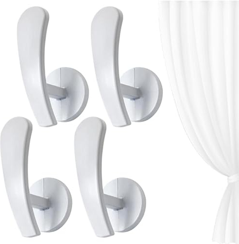 Generico Ganchos de pared drapeado - soporte para colgar en la pared de cortinas, cortinas de aleación de aluminio, para abrigos de pared, ventanas decorativas, 4 tiebacks terapéuticos, decoración