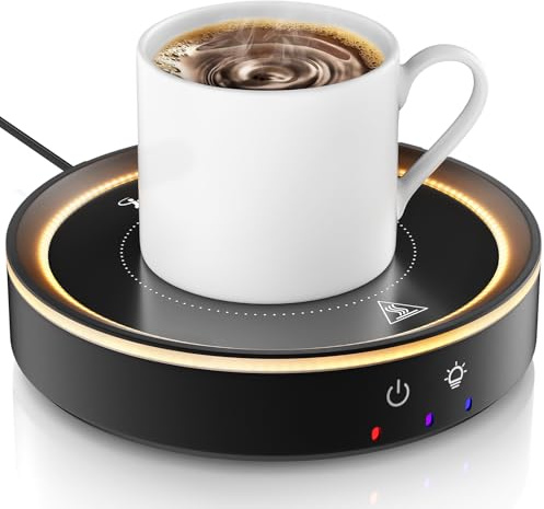 Trivoxia 36 W koppvärmare, 3 temperaturnivåer, automatisk avstängning (2–12 H), max. 85 °C, träkorn design med omgivande ljus, perfekt present till hem och kontor