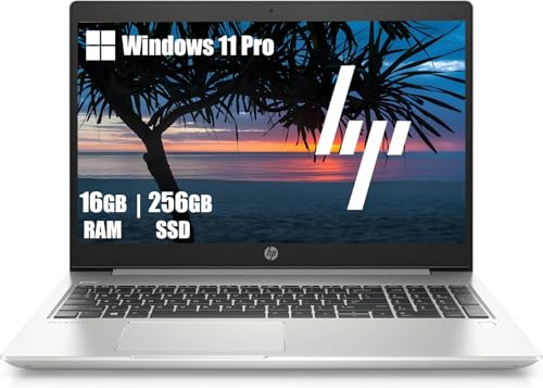 HP ProBook 450 G7 Ordenador portátil de trabajo, 15,6 pulgadas (1366x768), Intel Core i5-10210U, 16 GB de RAM, 256 GB SSD, teclado QWERTY, Windows 11 Pro (reacondicionado)