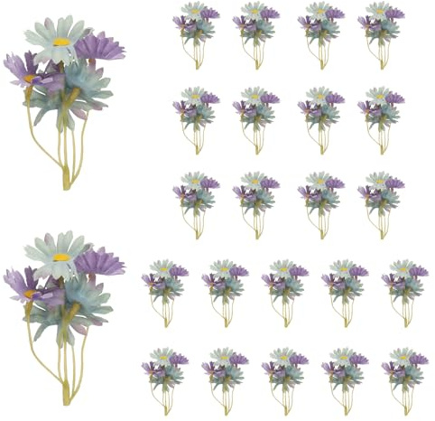 PATIKIL 9cm Fiori Artificiali Per Centrotavola Con Candele Galleggianti 24 Pezzi Steli Di Fiori Di Orchidea Mini Fiori Decorativi Per Matrimoni Tavoli Feste Per La Casa Blu-Viola