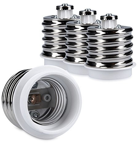 kwmobile E40 to E27 Adapter Kit - Light Socket Converter Mogul Base E40 to Medium Base E27 for Halogen, LED Bulbs - 4 Pack in White