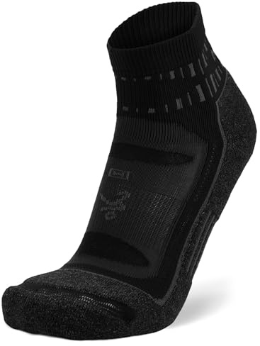 Balega Blister Resist Performance Quarter Calcetines De Correr Atléticos Para Hombres Y Mujeres (1 Par) - Acolchados, Transpirables, Ajuste Ergonómico, Gris/Negro, Talla M (EU 40–42.5)