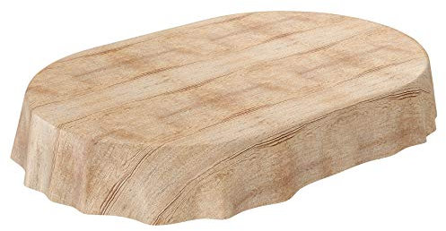 ANRO Tischdecke Braun Holzlook – Oval – Wachstuch ohne Saum – Abwaschbar, für Esstisch & Garten 220 x 140 cm (Oval)