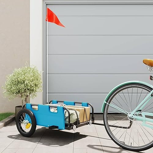Tidyard Fahrradanhänger Lastenanhänger Transportanhänger Anhänger Handwagen Radanhänger Gepäckwagen Transportkarre Blau Oxford-Gewebe und Eisen
