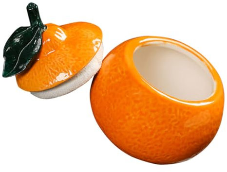OFFSCH Decorative Orange Ceramic Jar Multi-function Canister for Loose Tea Candy and Sugar Sealed Storage for Decor Lightweight and Porcelain Design