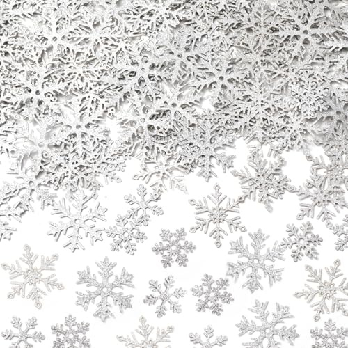 Marspark 300 Pcs Snowflake Confetti Christmas Winter Glitter, Silver