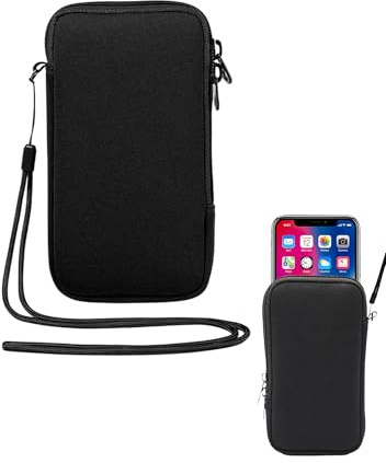 Fokroin Funda Universal para teléfono móvil, Negro, 18 x 11 cm, Neopreno, Bolsa Universal para Smartphone, Cremallera, para iPhone, Samsung, para teléfonos de hasta 7 Pulgadas