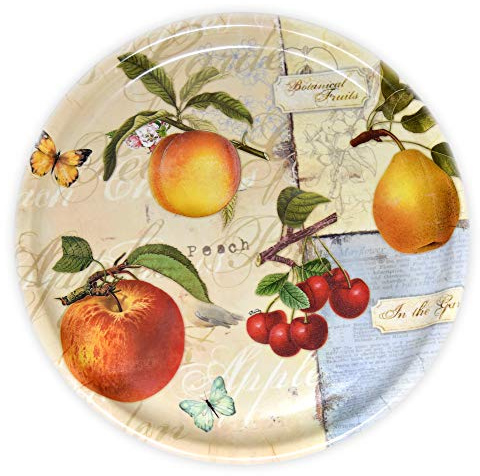 Lashuma großes Serviertablett Rund 40 cm Ø, Gastrotablett aus Italien Motiv: Apfelgarten