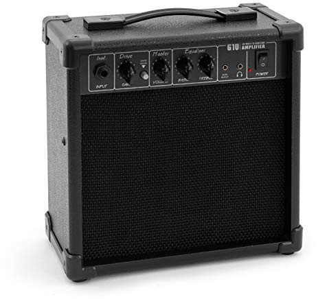 TIGER EGT20-BK 10 Watt 2-Channel Practice Electric Guitar Combo Amplifier with Drive, EQ, Headphone Output and AUX Input