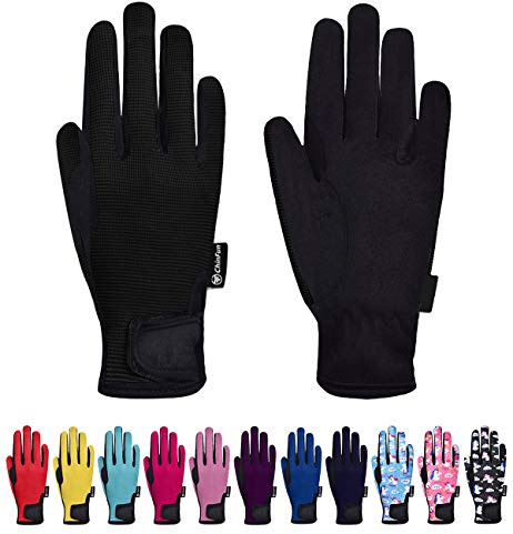 ChinFun Horse Riding Glove Equestrian Gloves Kids for Boys Girls Horseback Riding Gloves Grip for Youth Children Riding Sports Biking Cycling Gardening Black Size L