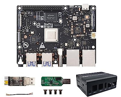 VisionFive2 Open Source Single Board Computer, LPDDR4 8GB Linux Starter Kit, StarFive JH7110 64-bit CPU with Integrated IMG BXE-4-32 MC1 3D GPU, Dual Gigabit Network Port, Support Debian Ubuntu