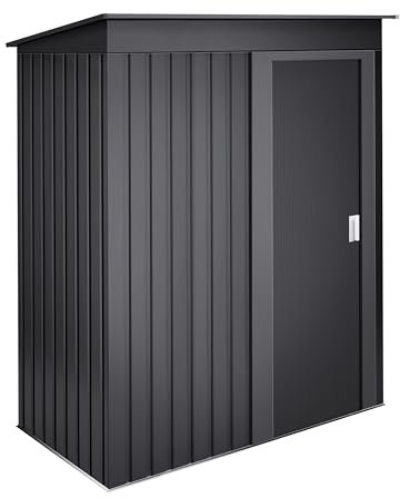 Wasabi - Armario Exterior Terraza 1,39m2 Neat Antracita - Puerta Corredera - Techo Inclinado - 162x86x181cm - Caseta Jardín Resistente - Cobertizo Almacenamiento