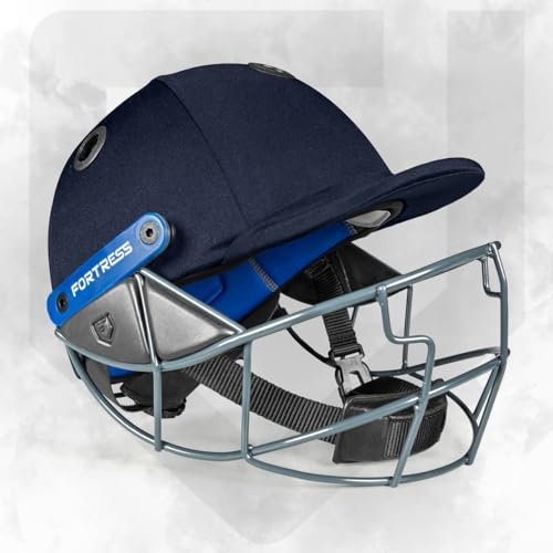 Fortress Pro STL Cricket-Helm – Profi-Cricket-Helm für Junior-, Jugend- und Senior-Spieler | 3 Größen | Verstellbare Cricket-Helme | 4 Farboptionen (Marine, Mittel (56–59cm))