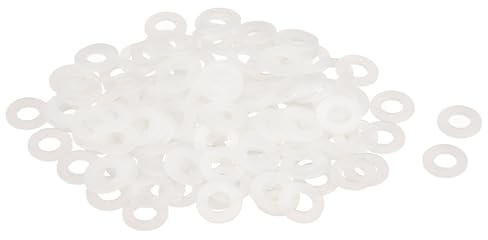 QUARKZMAN 120Pcs Rondelles Plates en Nylon M6 6mm ID 12mm OD 1mm Épaisseur Rondelle Plate Joints en Plastique Joint de Feuille de Fixation d'Étanchéité Entretoise Bague, Blanc